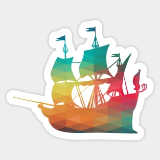 Rainbow Galleon Ship Silhouette Sticker